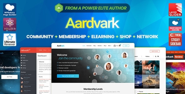 Aardvark v4.39.1 - шаблон для сообщества BuddyPress WordPress