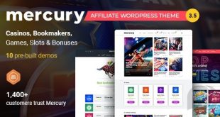 Mercury v3.8 NULLED - партнерская тема для казино и азартных игр WordPress